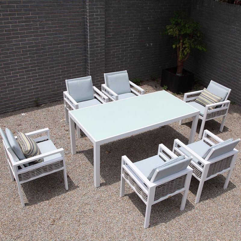 Mesa de Jardín Ibiza y sillas de jardín Ibiza, de aluminio y teka